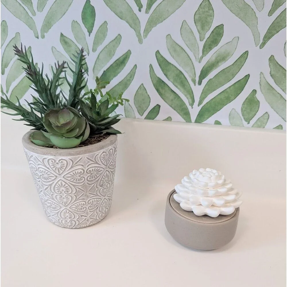 Ceramic Essential Oil Diffuser: White & Cream Boho Non-Toxic Natural Fragrance